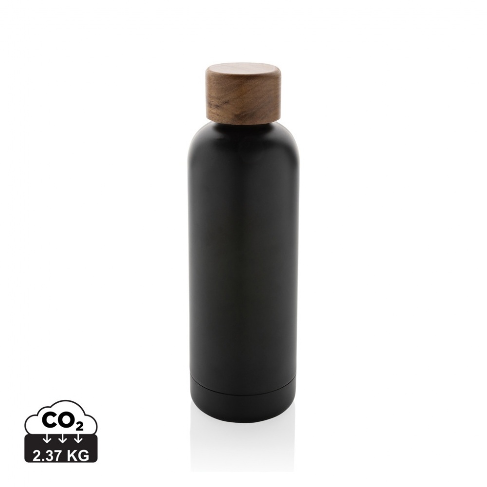 Logotrade advertising product image of: Wood RCS certified recycled stainless steel vacuum bottle