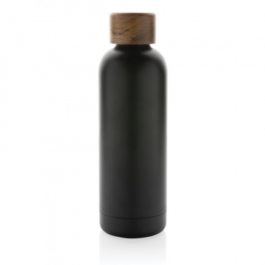 Logo trade promotional giveaway photo of: Wood RCS certified recycled stainless steel vacuum bottle