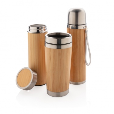 Logo trade advertising products picture of: Leak proof bamboo vacuum bottle