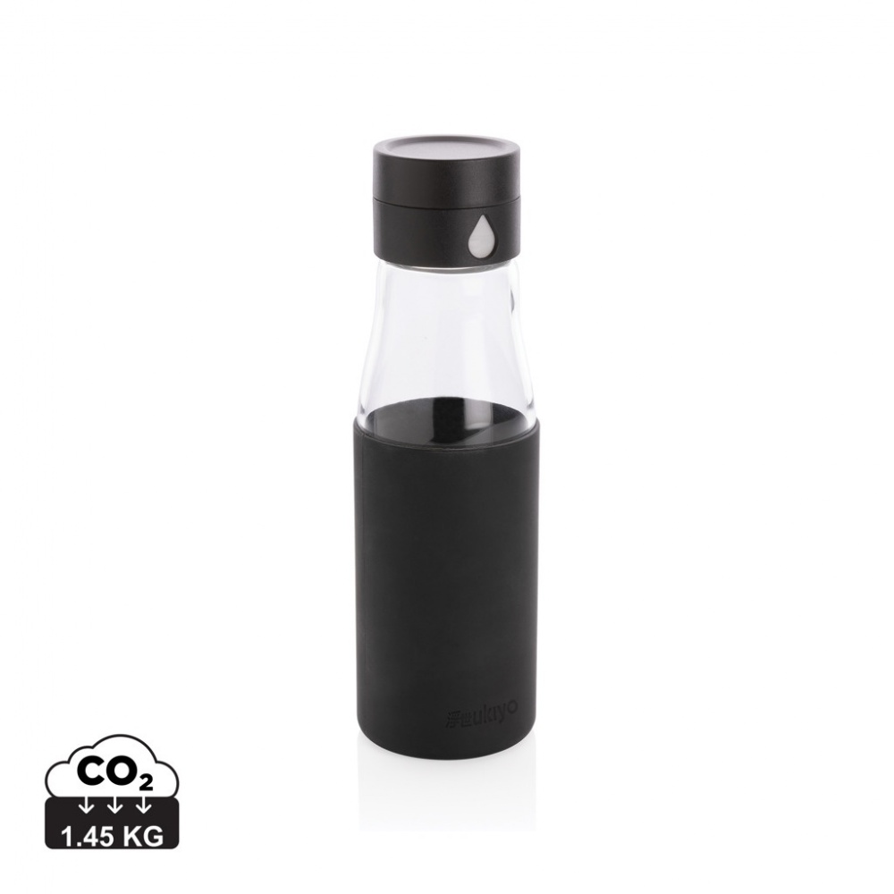 Logo trade business gift photo of: Ukiyo glass hydration tracking bottle with sleeve