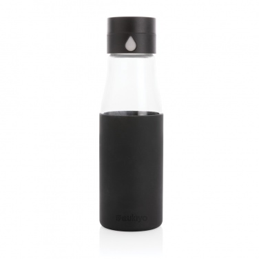 Logotrade promotional giveaway image of: Ukiyo glass hydration tracking bottle with sleeve