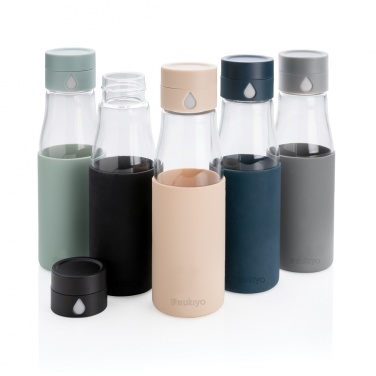 Logo trade business gifts image of: Ukiyo glass hydration tracking bottle with sleeve