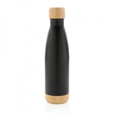 Logo trade promotional merchandise image of: Vacuum stainless steel bottle with bamboo lid and bottom