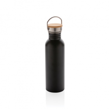 Logo trade advertising products image of: Modern stainless steel bottle with bamboo lid