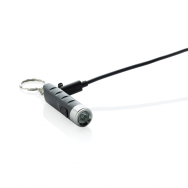 Logo trade promotional items image of: Globix RCS recycled plastic USB re-chargeable keychain torch