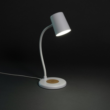 Logotrade corporate gift picture of: Zenara RCS recycled plastic and cork 15W wireless desk lamp