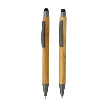 Logo trade corporate gifts image of: Bamboo modern pen set in box