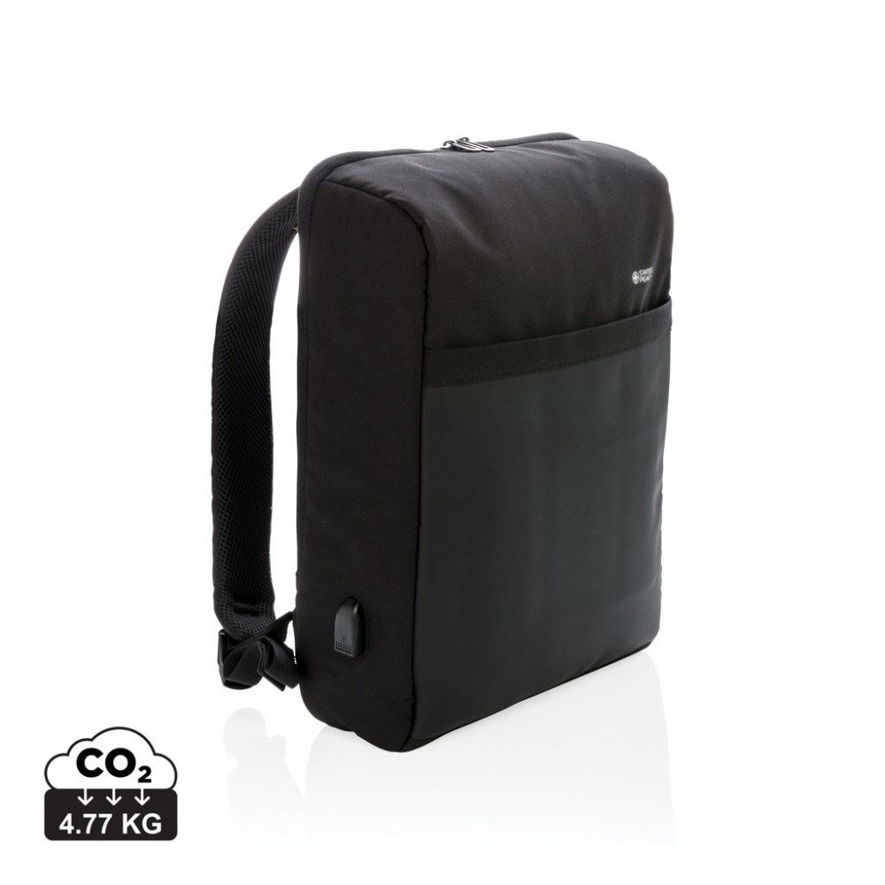 Logotrade promotional product image of: Swiss Peak 15" anti-theft RFID & USB backpack PVC free