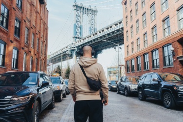 Logo trade promotional merchandise image of: Crescent AWARE™ RPET half moon sling bag