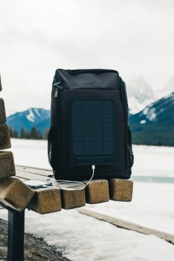 Logotrade advertising products photo of: Pedro AWARE™ RPET deluxe backpack with 5W solar panel