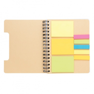 Logotrade promotional giveaway image of: A5 Kraft spiral notebook with sticky notes