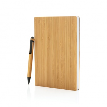Logo trade promotional gifts image of: A5 Bamboo notebook & pen set