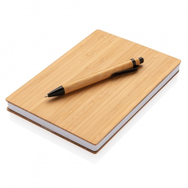 Logo trade promotional giveaways picture of: A5 Bamboo notebook & pen set