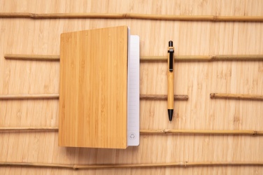 Logo trade promotional merchandise photo of: A5 Bamboo notebook & pen set