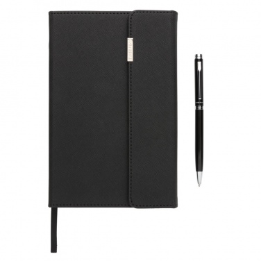 Logo trade promotional merchandise photo of: Swiss Peak deluxe A5 notebook and pen set
