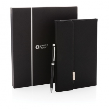 Logotrade advertising products photo of: Swiss Peak deluxe A5 notebook and pen set