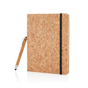 Logo trade promotional gift photo of: A5 notebook with bamboo pen including stylus