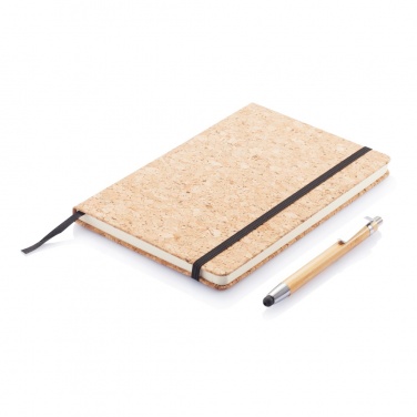 Logotrade promotional merchandise picture of: A5 notebook with bamboo pen including stylus