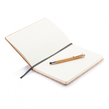 Logotrade promotional giveaways photo of: A5 notebook with bamboo pen including stylus