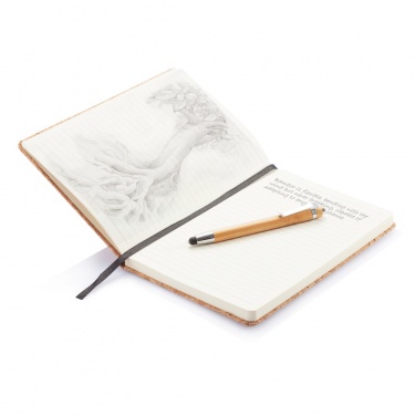 Logotrade promotional merchandise photo of: A5 notebook with bamboo pen including stylus