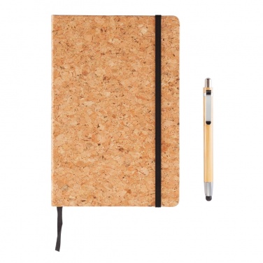 Logotrade promotional giveaways photo of: A5 notebook with bamboo pen including stylus