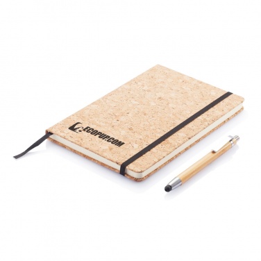 Logotrade promotional item picture of: A5 notebook with bamboo pen including stylus