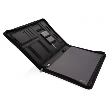 Logo trade business gifts image of: Air 5W wireless charging portfolio A4 w/ 5000 mAh powerbank