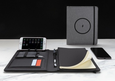 Logo trade promotional product photo of: Air 5W wireless charging notebook with 5000mAh powerbank