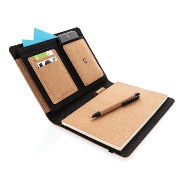 Logo trade promotional giveaway photo of: Deluxe cork portfolio A5 with pen