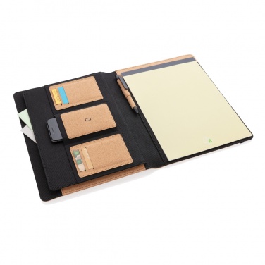 Logo trade promotional items image of: Deluxe cork portfolio A4 with pen