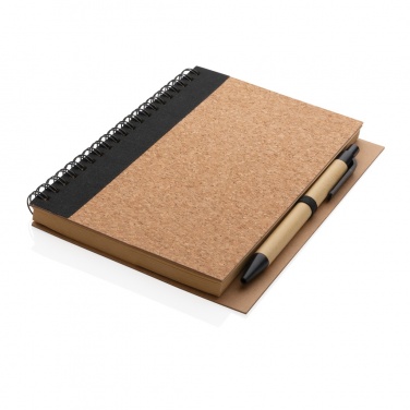 Logo trade advertising products image of: Cork spiral notebook with pen