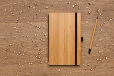 Logo trade promotional merchandise picture of: Bamboo notebook and infinity pencil set