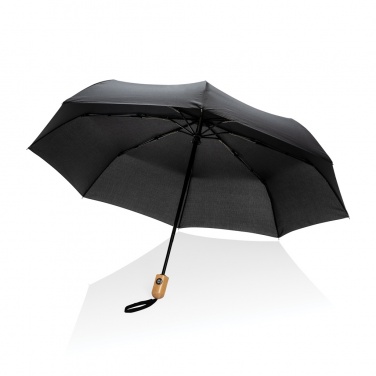 Logotrade promotional gift image of: 21" Impact AWARE™ RPET 190T bamboo auto open/close umbrella