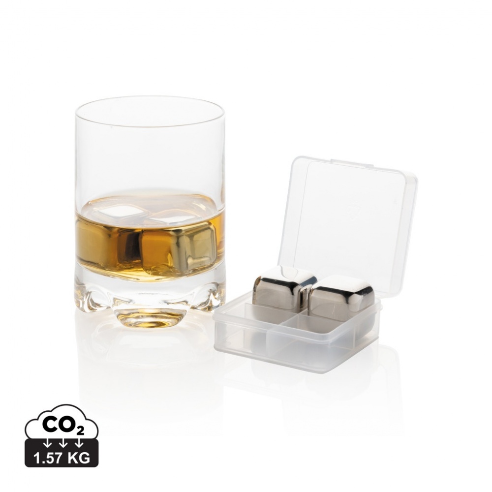 Logo trade promotional merchandise picture of: Re-usable stainless steel ice cubes 4pc