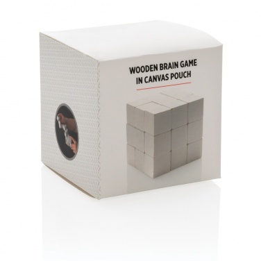 Logo trade promotional gift photo of: Wooden brain game in canvas pouch