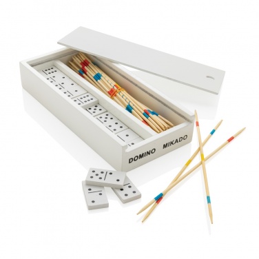 Logo trade promotional giveaways image of: Deluxe mikado/domino in wooden box