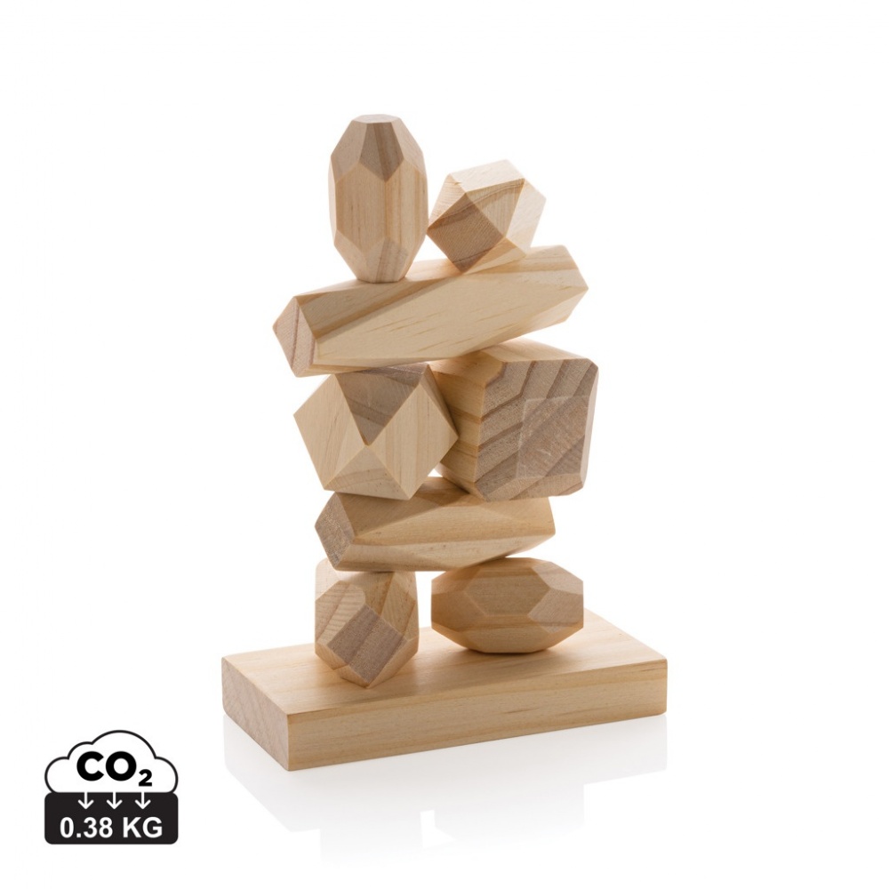 Logotrade promotional item image of: Ukiyo Crios wooden balancing rocks in pouch