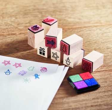 Logotrade promotional item picture of: 8 wooden Christmas stamps set