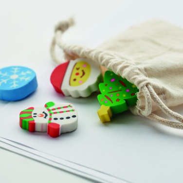 Logo trade promotional product photo of: Set of 4 Christmas erasers