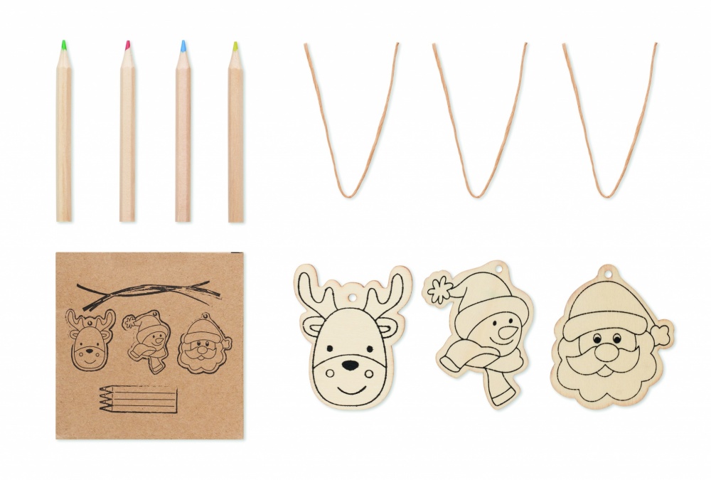 Logotrade corporate gift picture of: Drawing wooden ornaments set