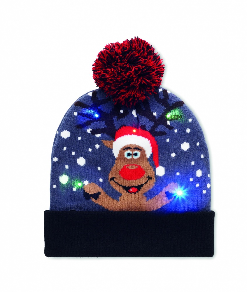 Logo trade business gifts image of: Christmas knitted beanie LED