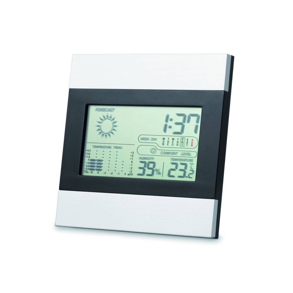 Logo trade promotional product photo of: Weather station and clock