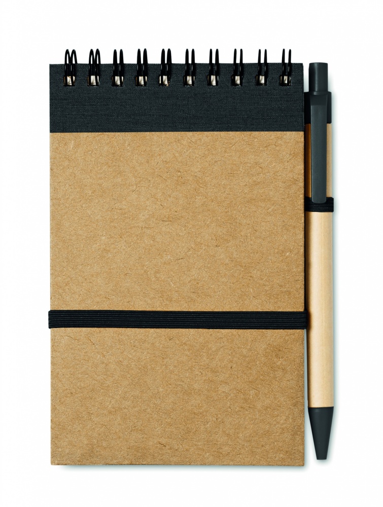 Logo trade promotional merchandise photo of: A6 recycled notepad with pen