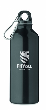 Logotrade promotional merchandise photo of: 500 ml single-walled water bottle made of recycled aluminum with a carabiner