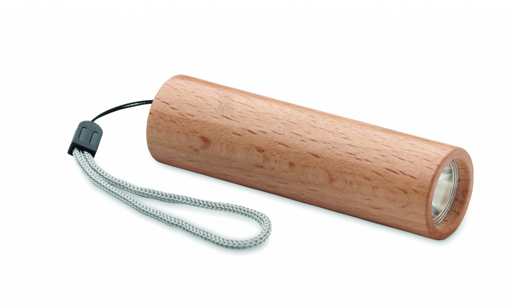 Logo trade promotional item photo of: Beech wood rechargeable torch