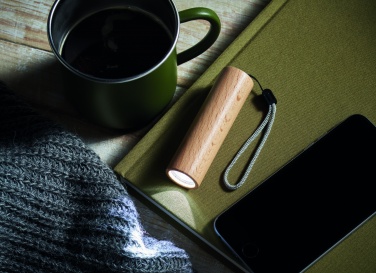 Logo trade promotional merchandise picture of: Beech wood rechargeable torch