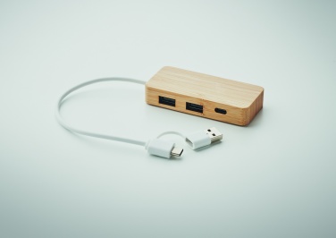 Logo trade promotional giveaways image of: Bamboo USB 3 ports hub