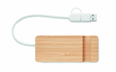 Logo trade promotional products picture of: Bamboo USB 4 ports hub