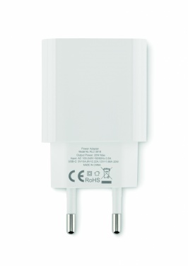 Logotrade promotional item image of: 20W 2 port USB charger EU plug