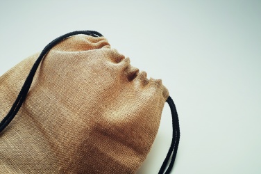 Logo trade promotional gift photo of: Jute drawstring bag